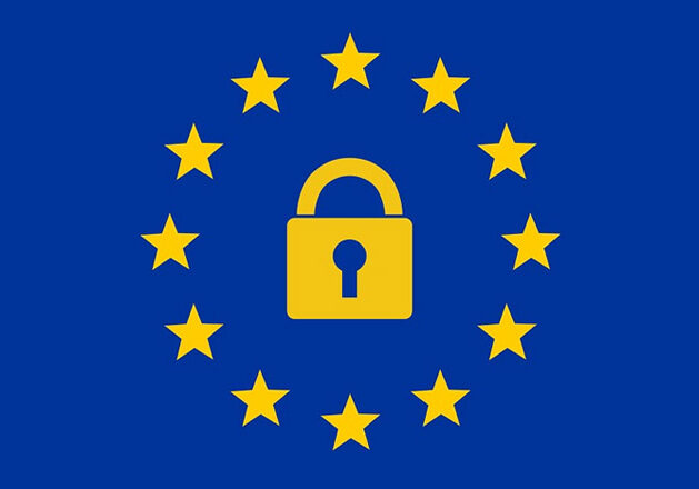 Blue background with a yellow lock and stars forming a circle around the lock